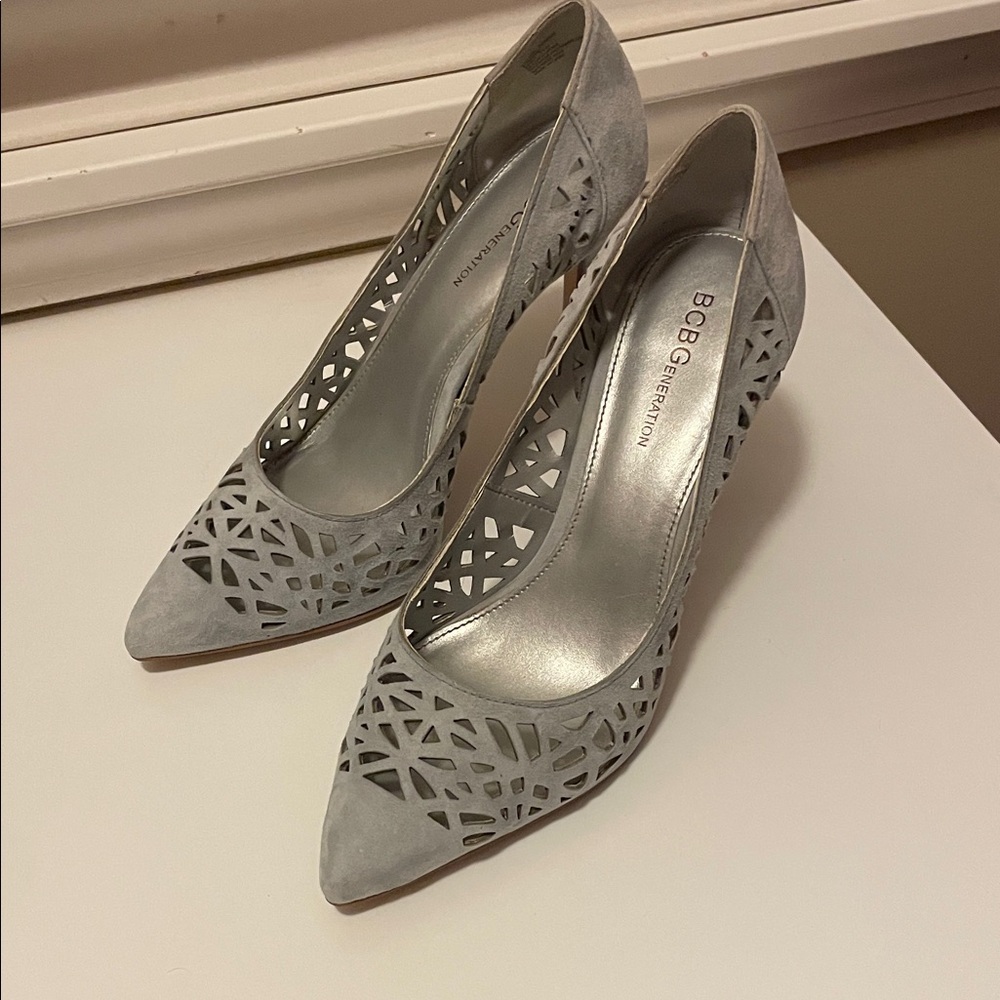 BCBGeneration Silver Gray Heels